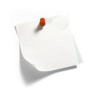 Image of small note, posted to wall with a pin